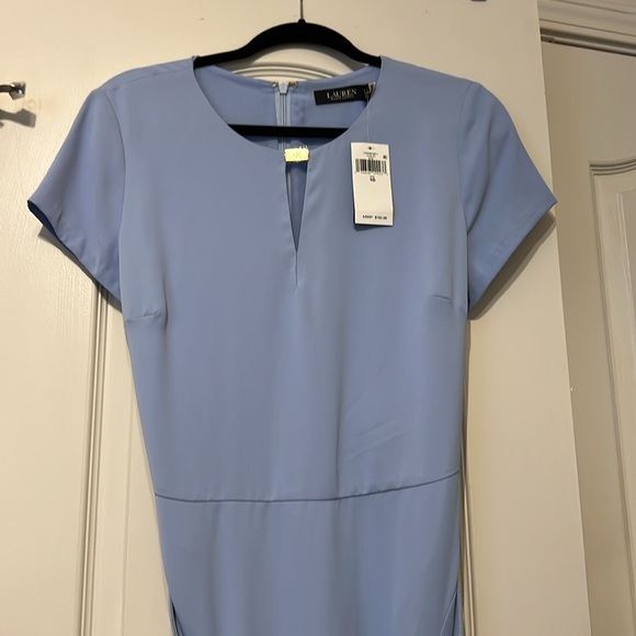 NWT 
LAUREN RALPH LAUREN
 Belted Georgette Dress
10, Pebble Blue - Picture 2 of 7